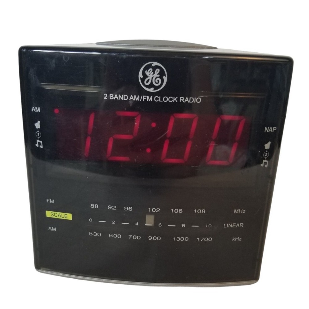 General Electric Clock Radio Sound 2 Band AM/FM Tested WORKS Model 7-4808A